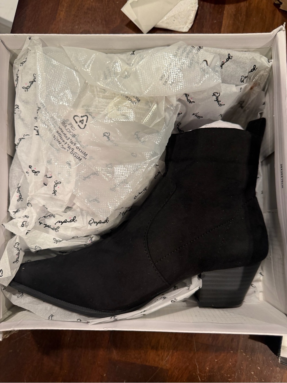 Qupid Women’s Mystique-106 Pull On Ankle Boots Black Stretch Suede PU Size 6.5 M
